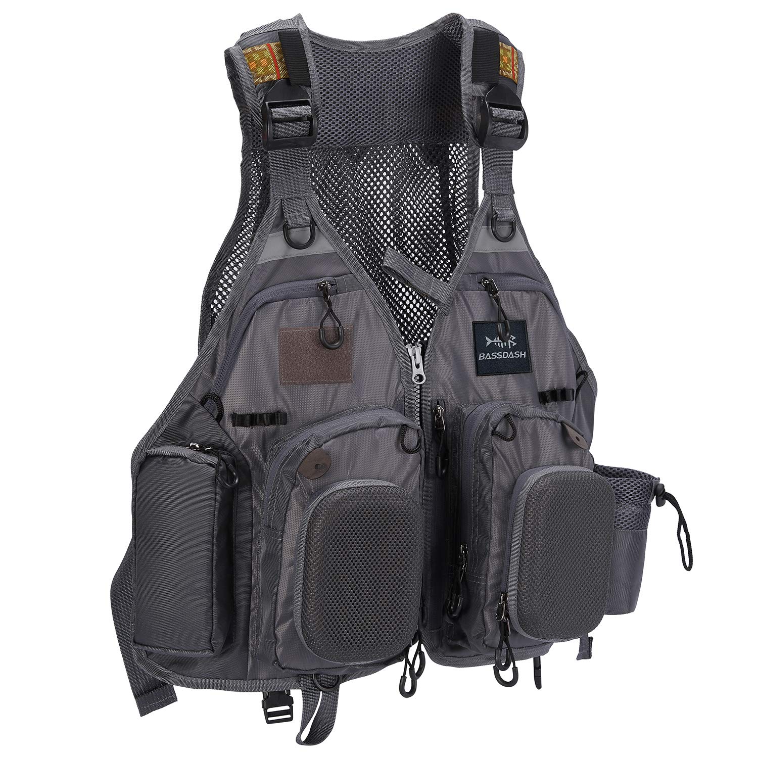 BASSDASH Strap Fishing Vest Adjustable for Men and Women, for Fly Bass Fishing and Outdoor Activities