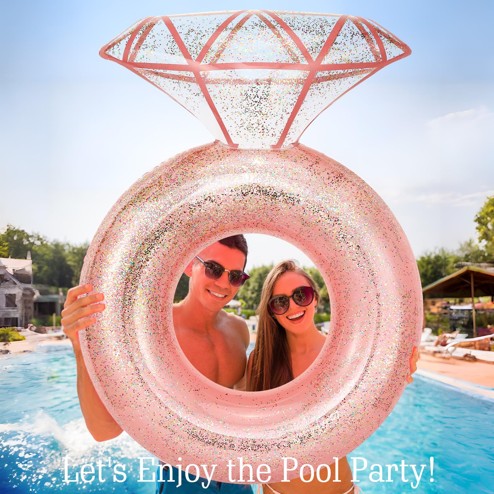 Pool Floaties Inflatable Engagement Ring White Heart Bachelorette