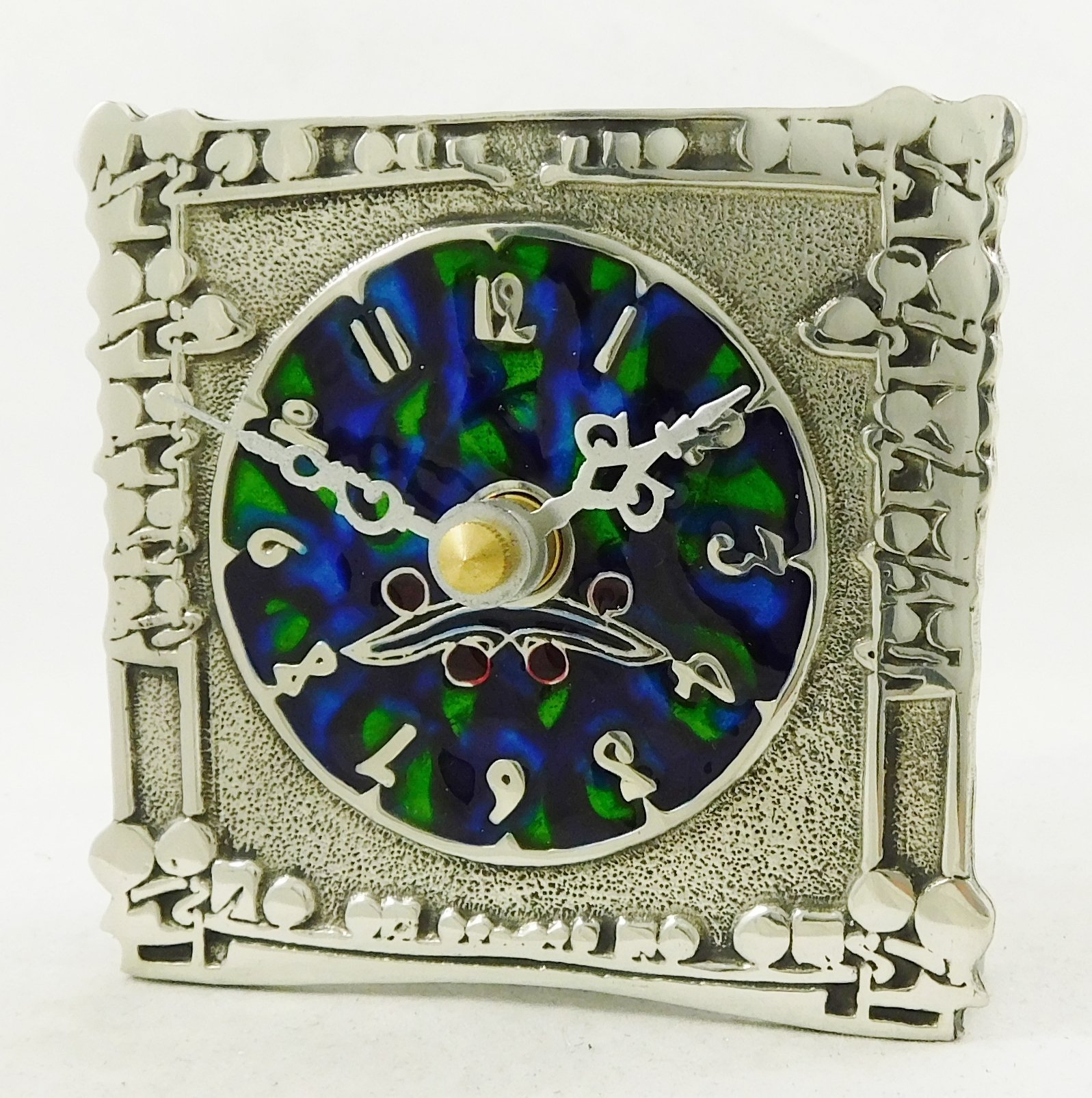 Art Nouveau Design Pewter Clock | Archibald Knox Style | Liberty | Silver Colour 8cm H | Made in England | AK7