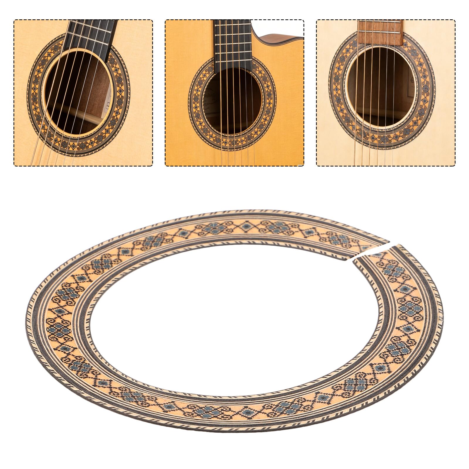 Drewniana Rozeta Dekoracyjna Do Otworu Rezonansowego Gitary Akustycznej Cala Naklejka Inlay Do Projektów DIY Łatwa Aplikacja i Usuwanie Gitar Klasycznych i Akustycznych