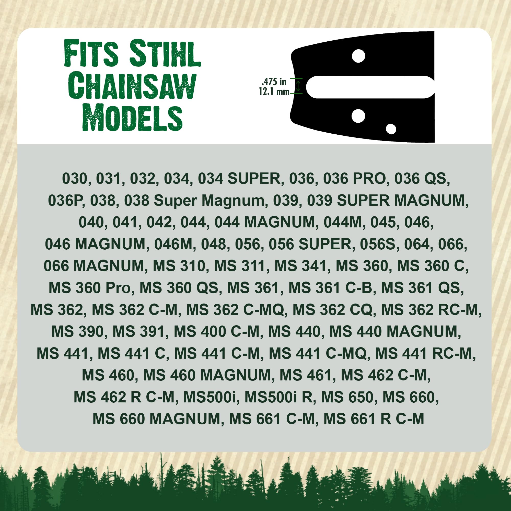 Forester Combo de barra y cadena de 20 pulgadas para motosierras Stihl grandes de paso de 3/8 pulgadas, montaje de calibre .050