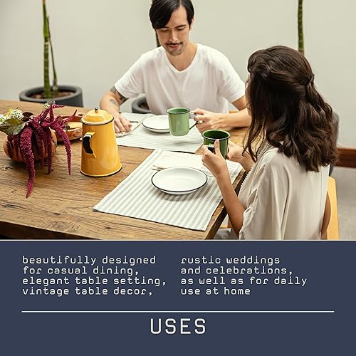 Miniatura 3 de MEEMA Juego de 4 manteles individuales de tela con bolsillos, 14 x 20 pulgadas, manteles individuales de granja de mezclilla reciclada y algodón, a