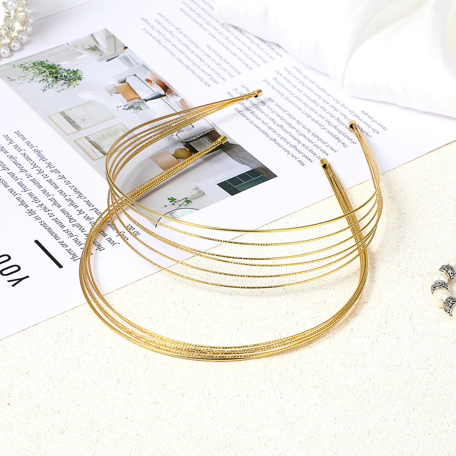 Haarbanden voor dames, gouden hoofdband, verstelbaar, dunne haarband met luxe oppervlak, modieuze hoofdband, haaraccessoires voor meisjes, feest, bruiloft, podium, vakantie, yoga, gezicht wassen
