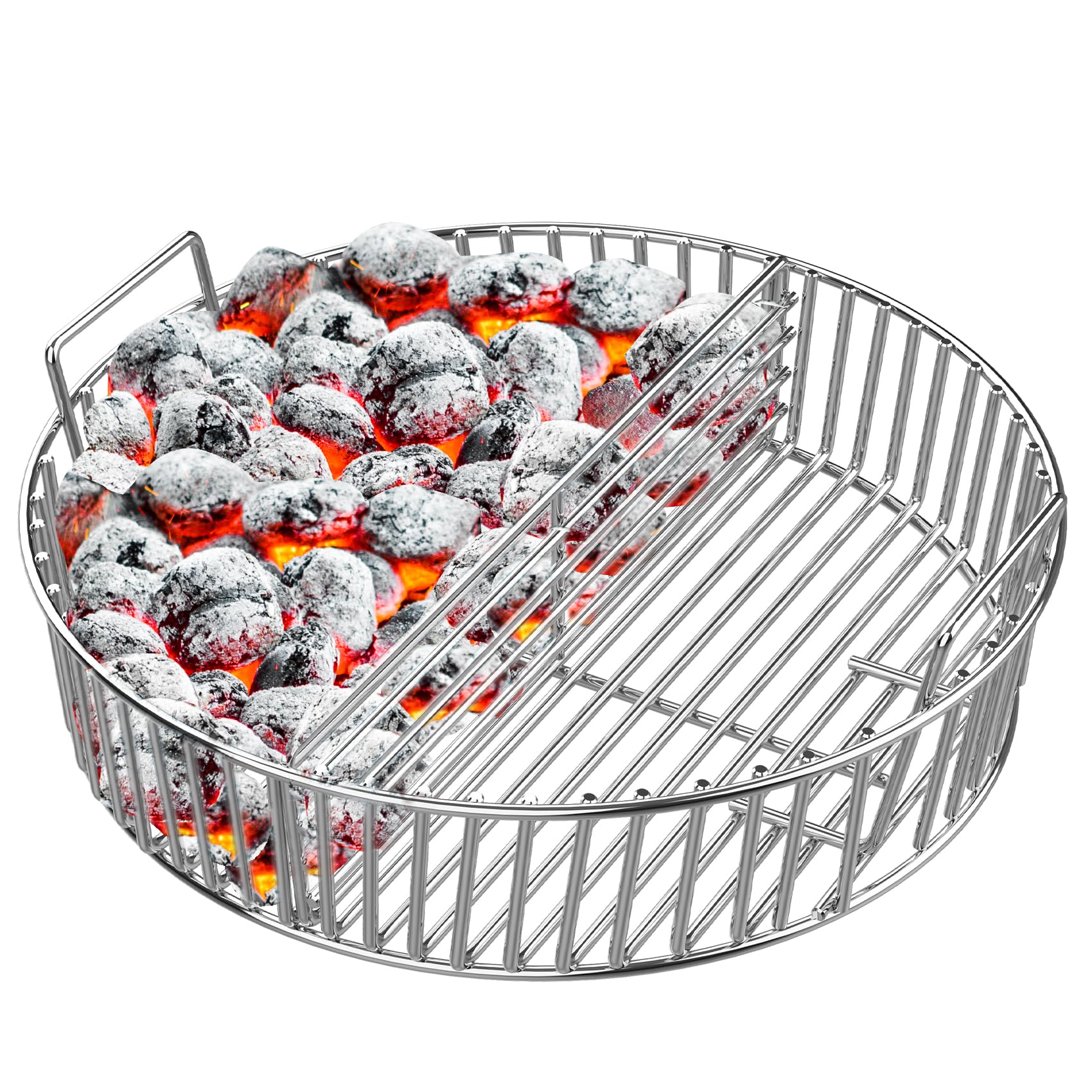 only fire Stainless Steel Charcoal Ash Basket Fits X-Large Big Green Egg Ceramic Grills, Charcoal Basket Big Green Egg Accessories