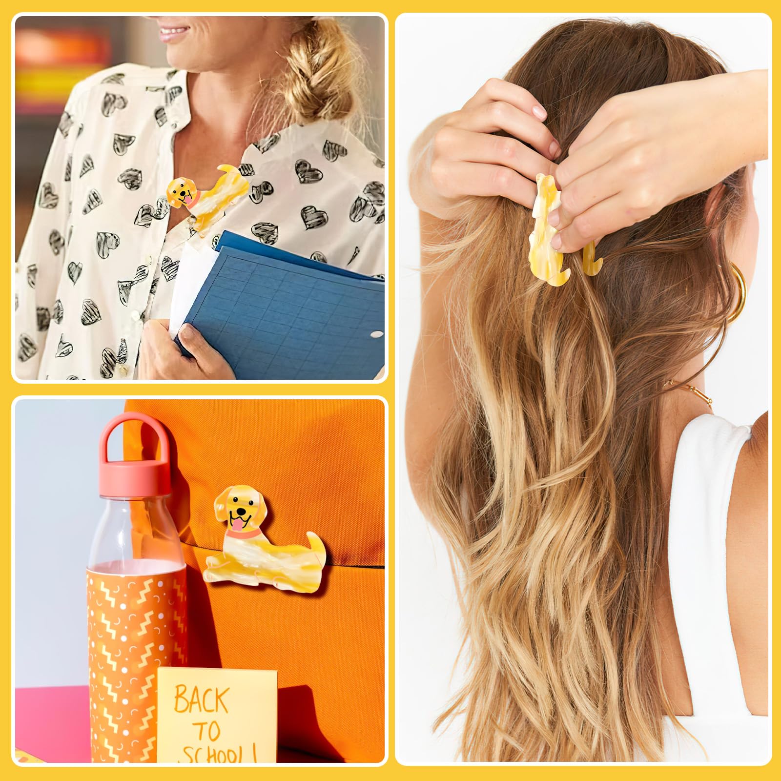 Pinzas para el pelo de perro Golden Retriever para mujeres y niñas, lindas horquillas pequeñas para cabello grueso o mediano, accesorios para el cabello dorado para mujeres amantes de los 5