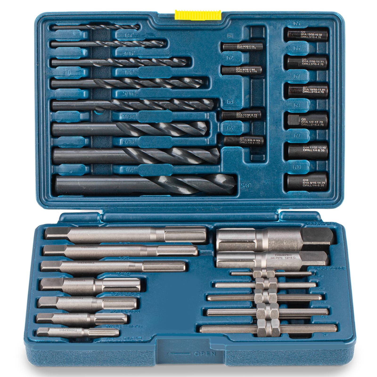Thinkpro Bolt Extractor Kit,37 PCS Screw Extractor Set,Drill Bit with Drilling Guides,Broken,Easy Out Bolt Remover for Removing Stripped,Damaged,