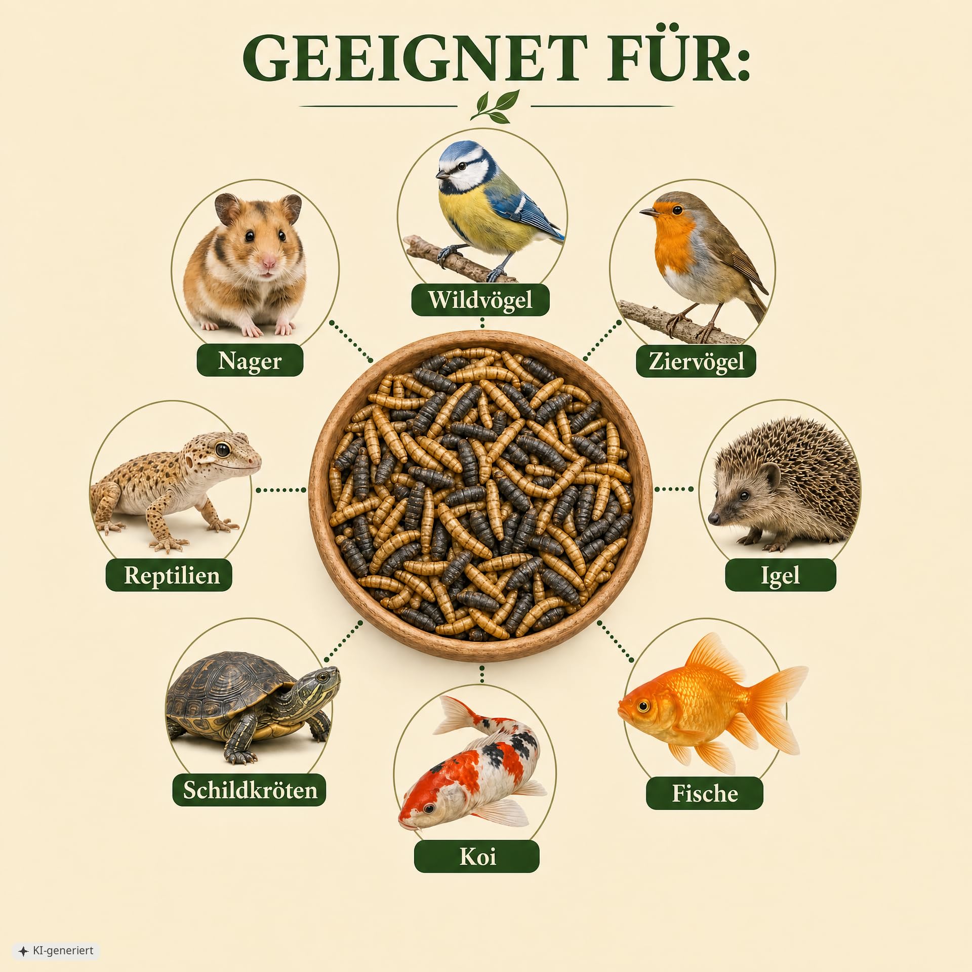 EWL Naturprodukte Mehlwürmer 1kg & Soldatenfliegenlarven 1kg getrocknet, Set 2kg für Wildvögel, Igel, Fische und Reptilien