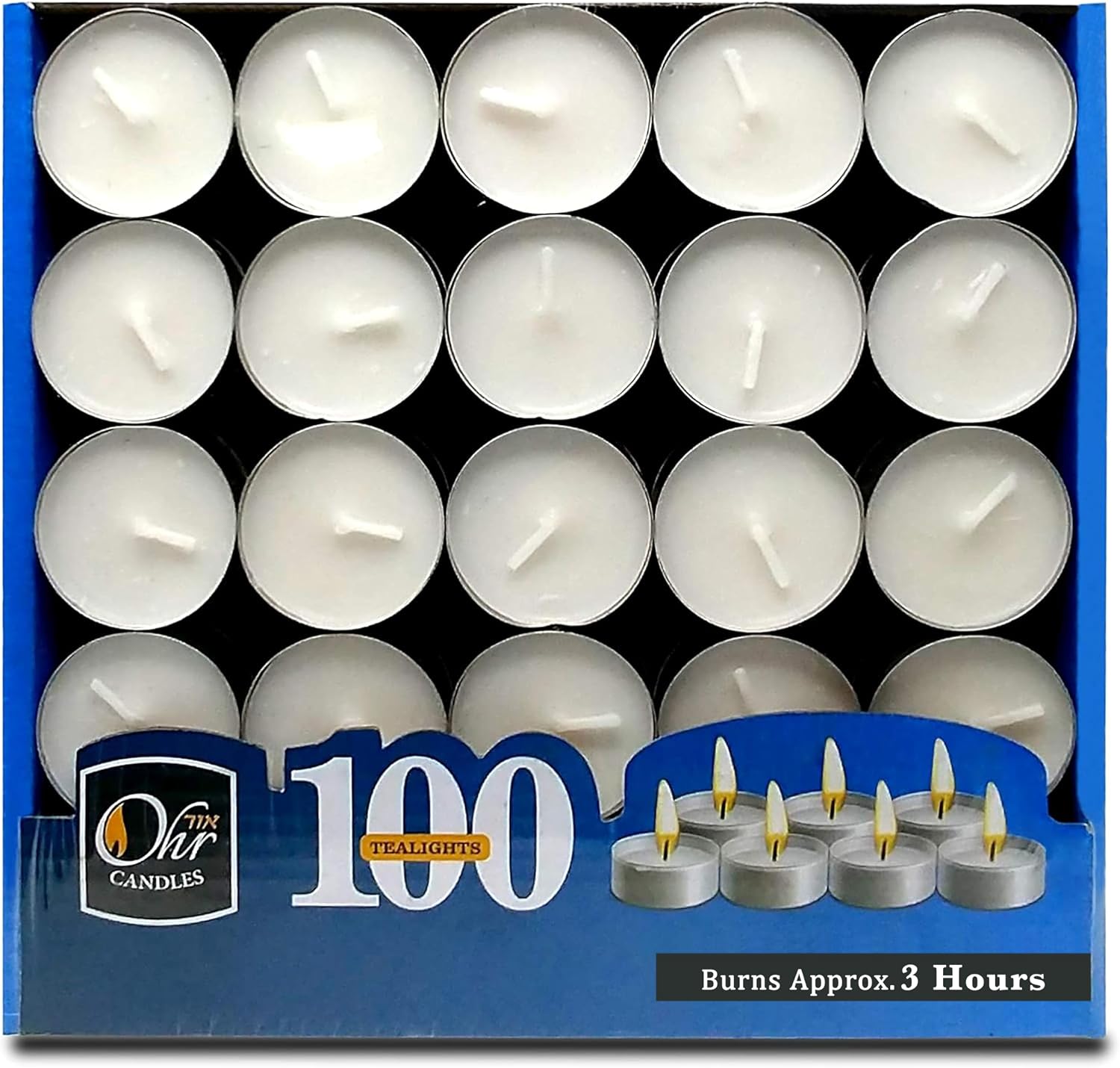 Ohr Tea Light Candles - 100 Bulk Pack - White Unscented Travel, Centerpiece, Decorative Candle - 3 Hour Burn Time