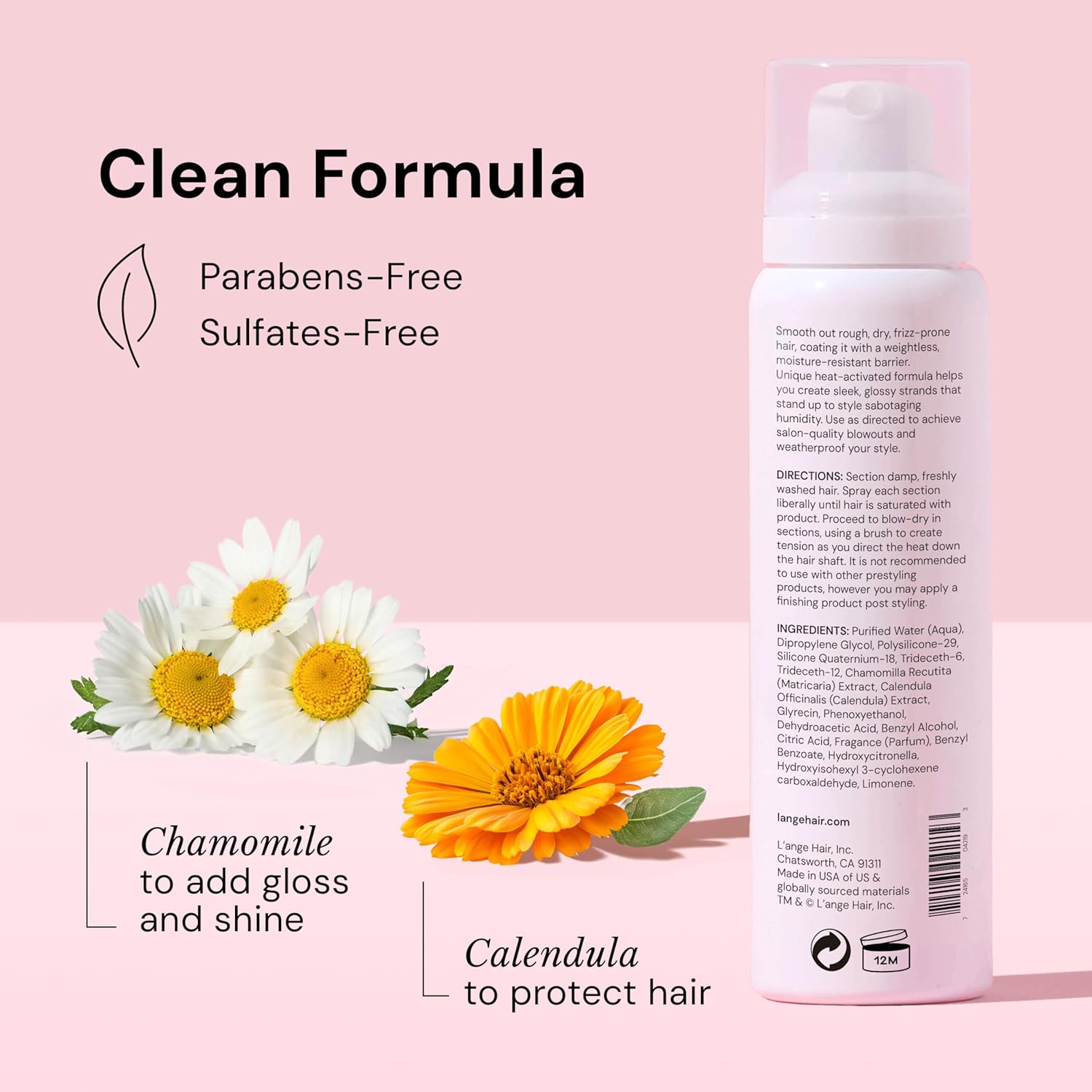 L'ANGE HAIR Glass Hair Thermal Blowout Primer | Heat Protectant Spray for Frizz Control & Shine | Blow Dry Support Styling Mist | For All Hair Types | 5 fl oz - Image 8