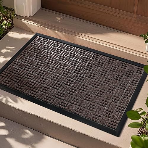 Miniatura 216 de Mibao Tapete para puerta delantera, resistente y duradero, tapete de bienvenida para interiores y exteriores, atrapador de suciedad, impermeable