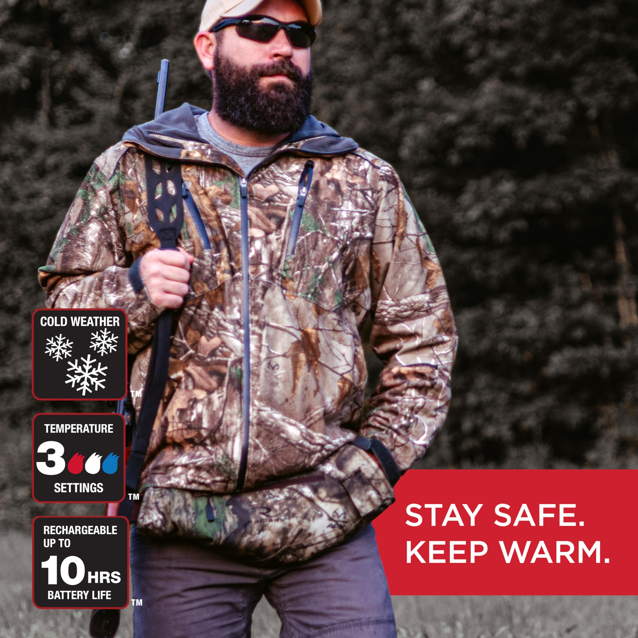 Radians RHG-A900 Wind Resistant Cold Weather Heated Hand Warmer Kit with Battery - Camo