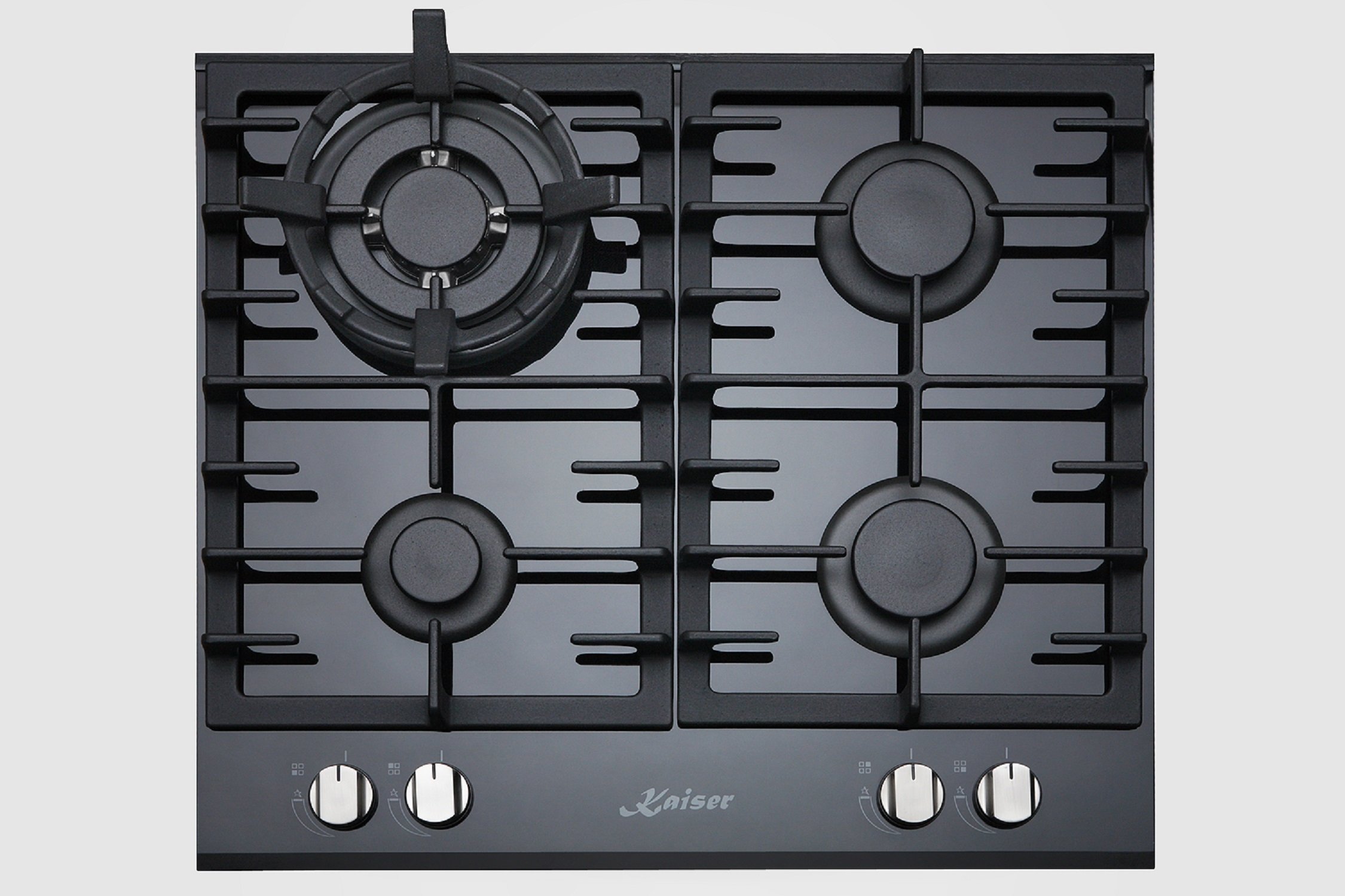 Nowoczesna płyta grzewcza 60 cm, samowystarczalna/gazowa/luksusowy producent Kaiser / KCG 6380 Turbo/gaz na czarnym szkle / szklana płyta gazowa do zabudowy/4 wysokiej jakości palniki / 3,8 kW