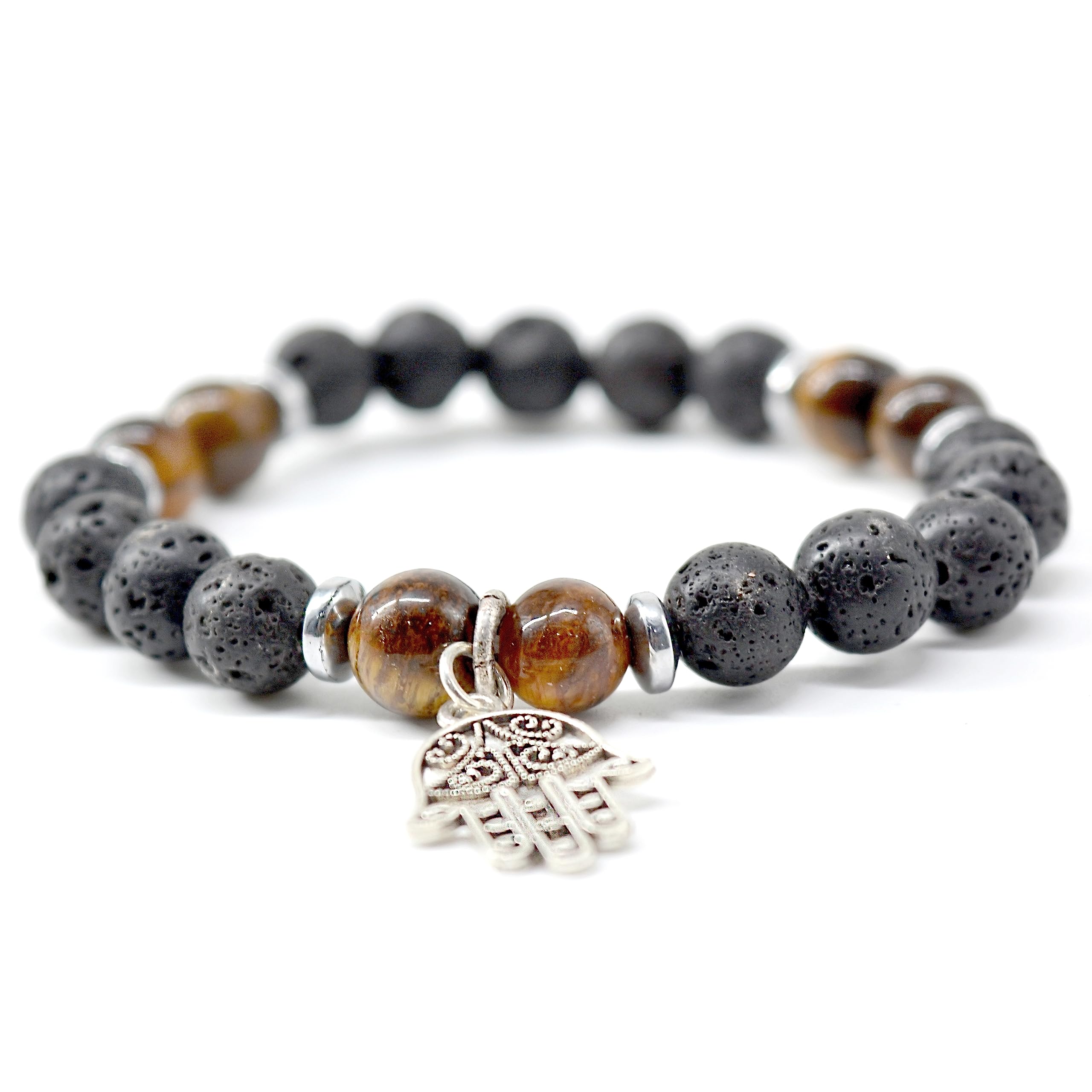Seetara Tiger Eye & Lava Hamsa Charm - Stone Bracelet, 8-MM Beads, Men & Women - Balances Soul Body - Mind, Courage & Positive Energy (B0BXKYC4SX) Amazon Price History, Amazon Price Tracker