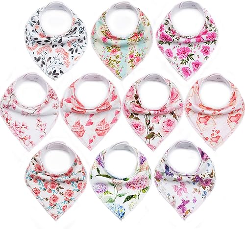 10-Pack Baby Bandana Bibs Upsimples Baby Boys Bibs for Drooling and Teething Super Absorbent Bibs