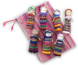 Thorness Set of 7 Guatemalan Handmade Worry Dolls with a Colourful Crafted Storage Bag | Worry Dolls for Girls | Worry Dolls for Boys | Anxiety Dolls | Worry Doll | Guatamalan Doll