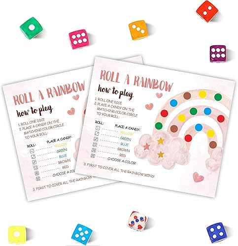 DYIRBIIY Juego de mesa para niños de fiesta de San Valentín de 5 x 6 pulgadas Rolling A Rainbow Roll The Dice Juego de dados del día de San