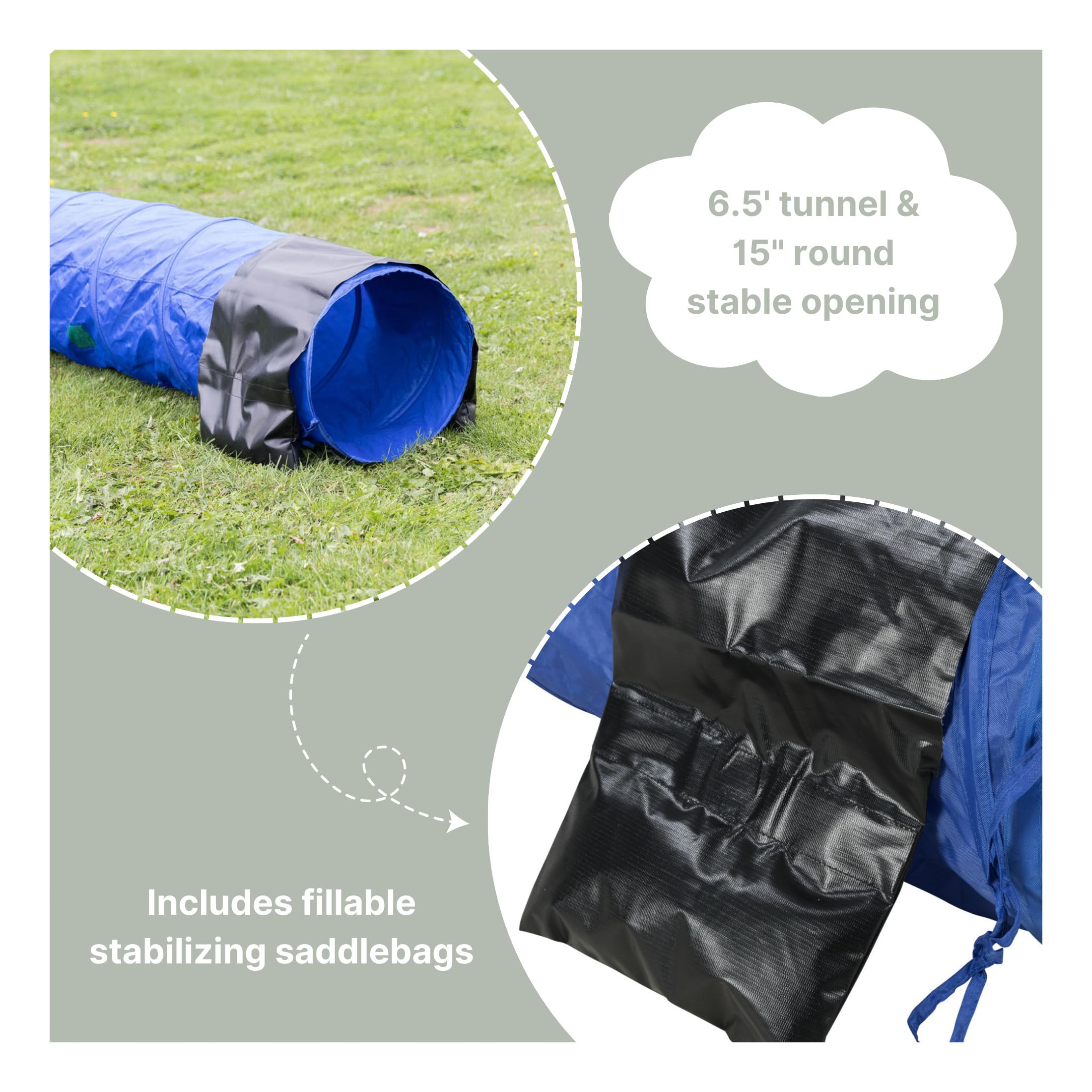 TRIXIE Hunde Agility Tunnel - Hundetunnel für das Agility Training mit großen Hunden – für Anfänger und Fortgeschrittene – mit praktischer Transporttasche - ø 40 cm/2 m – 3210