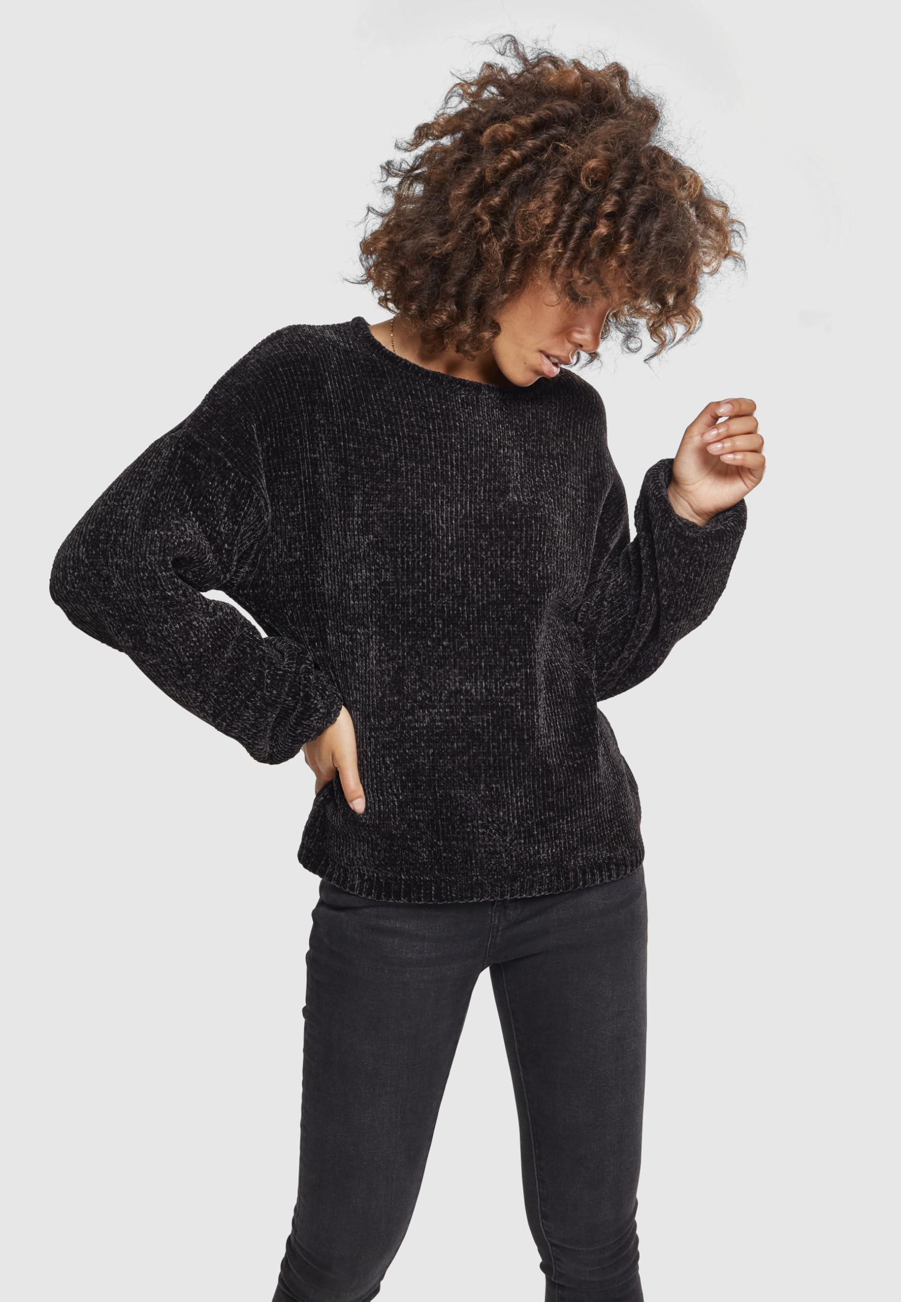Urban Classics Bluza sportowa Kobiety Damski sweter szenilowy oversize (1 w zestawie)
