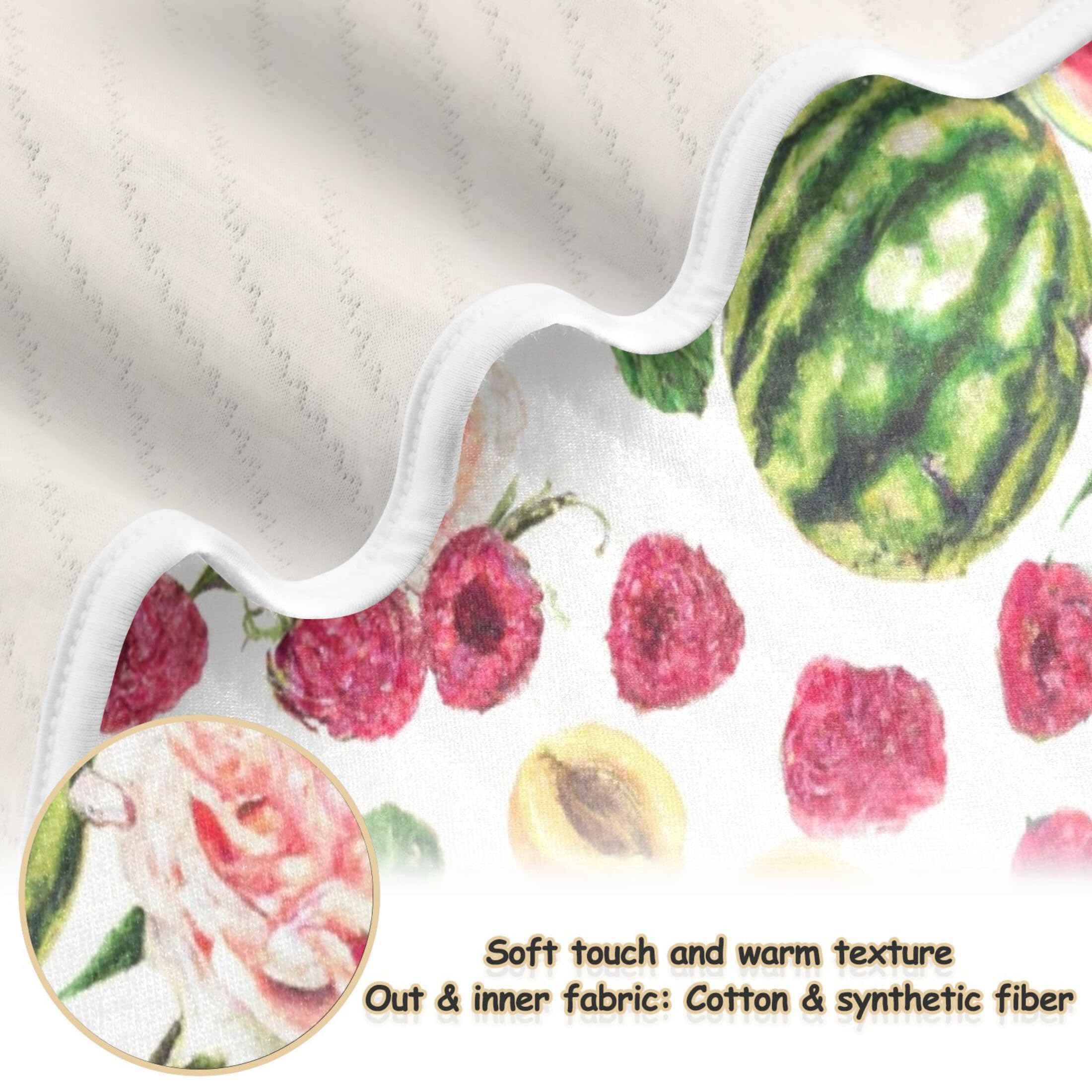 Burbuja Fruits Flowers Baby Blanket for Boys Girls, Nursery Soft Warm Swaddling Receiving Baby Blankets, 30x40 in Toddler Blanket