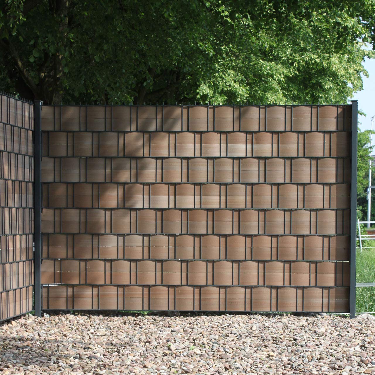 Videx Sichtschutz-Streifen Für Doppelstabmatten – Braun, 9,5 X 200 Cm, 9 X 2er-Sets (Großpackung)
