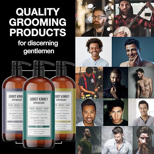 Miniatura 2 de ABBOT KINNEY APOTHECARY Lavado 3 en 1 para hombre, champú hidratante, acondicionador y gel de baño para hombres, adecuado para todo tipo de piel y
