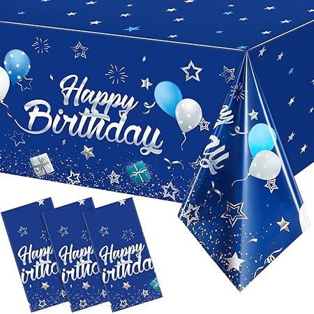 Aperturee Royal Blue Happy 10th Birthday Rectangle Tablecloth