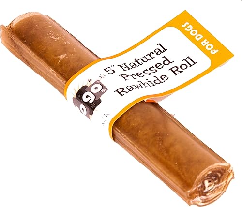 GoGo - Rollo de hueso de perro prensado de piel cruda, 5 pulgadas, paquete de 160 unidades