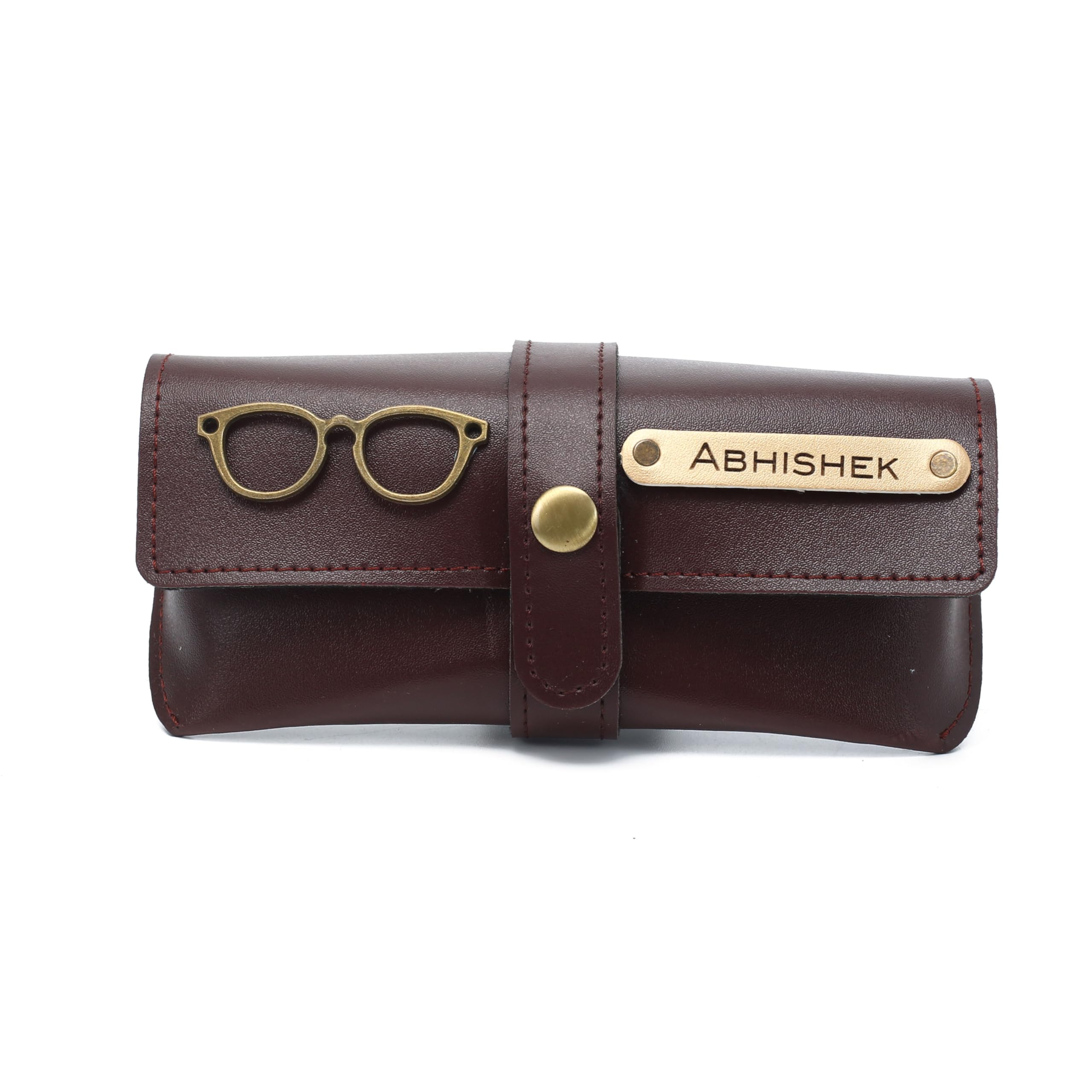Personalised Name & Charm Leather Sunglass Case Cover for Men & Women | Hard Case Eyewear Cover