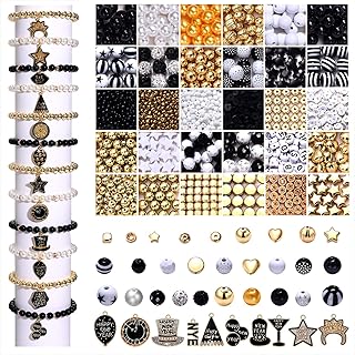 1800PCS+ New Year Beads Charms for Jewelry Making, Enamel Letter NYE Hat...