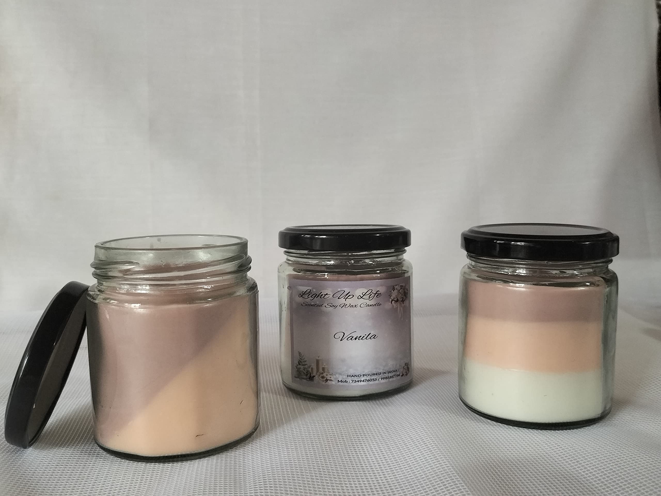 Light up Life Co. Triple Layered Scented Soy Wax Candles | Vanilla Fragrance | Non Toxic | 200gms (Pack of 1) (Scented)