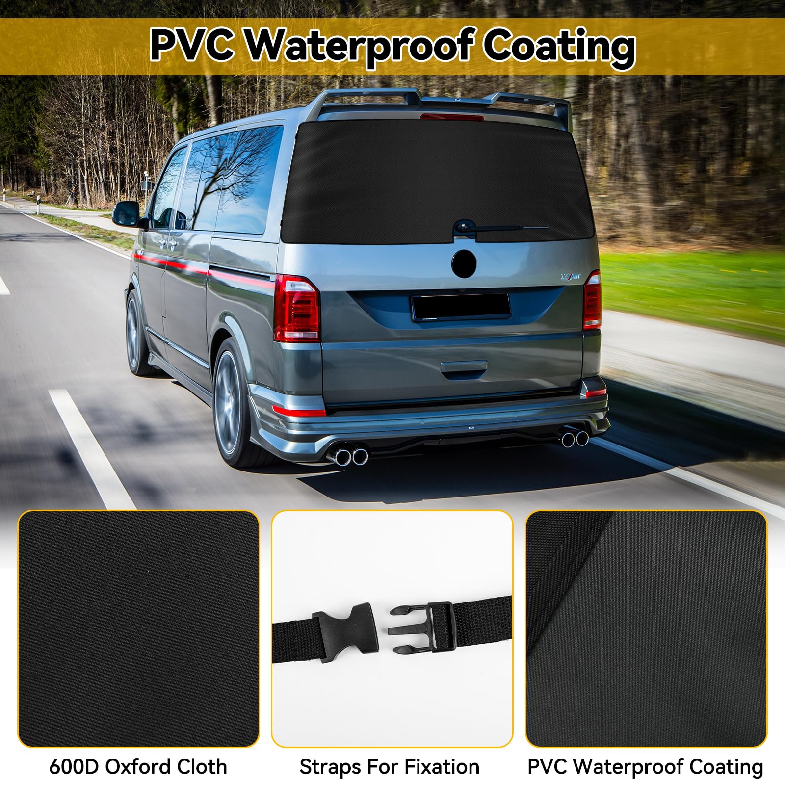 Auto Windschutzscheiben Abdeckung Ersatz für VW T5 T6 T6.1 California Single Tailgate, 600D Heckscheibenabdeckung Auto Heckscheibe Scheibenabdeckung Winter, 100% Verdunkelnd, Blockiert UV Strahlen