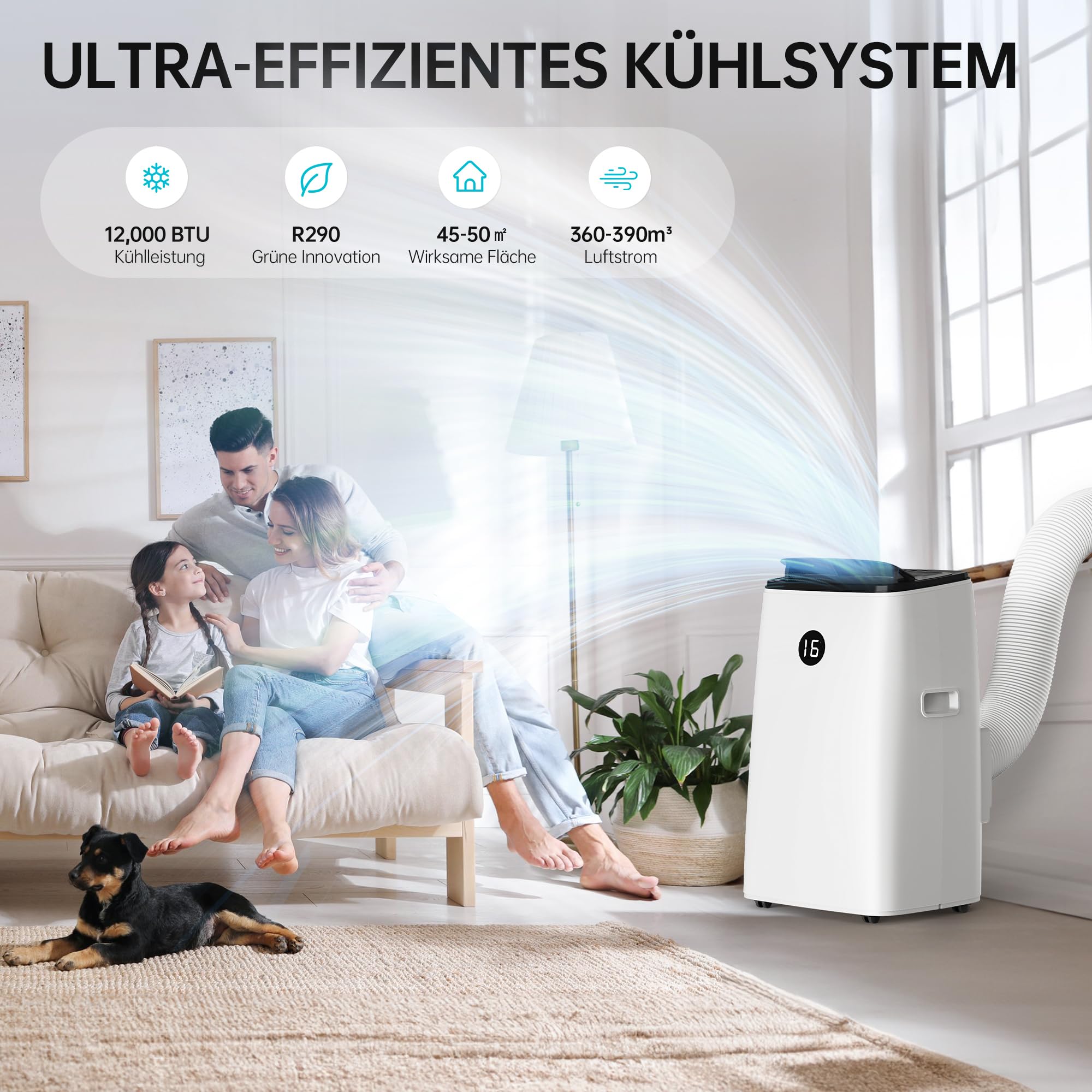 DOMANKI Mobile Klimaanlage 12000 BTU, 3-in-1, bis 50m², leise