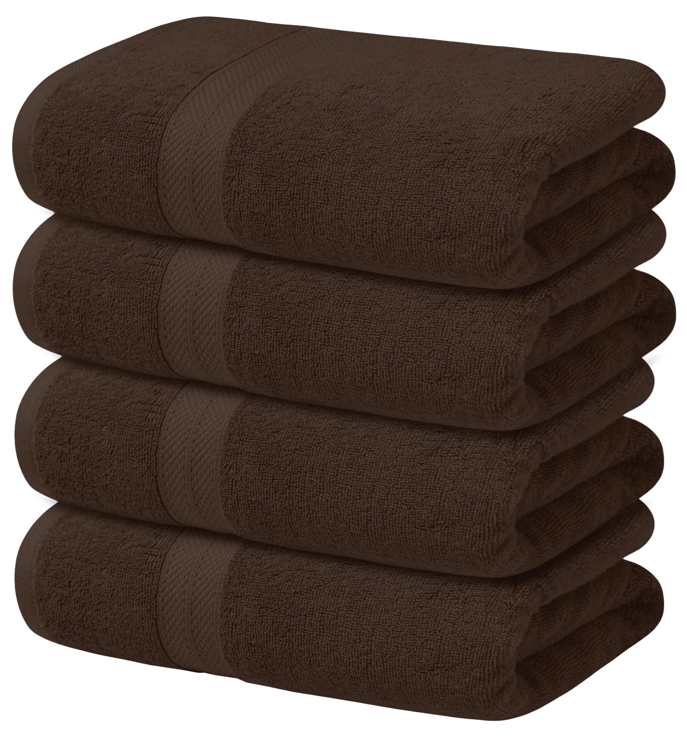 Avalon Towels Brown Bath Towels Set of 4 pcs (27x54 inches), 100% Cotton Towel Absorbent and Quick Dry Brown Towels for Bathroom, Super Soft and