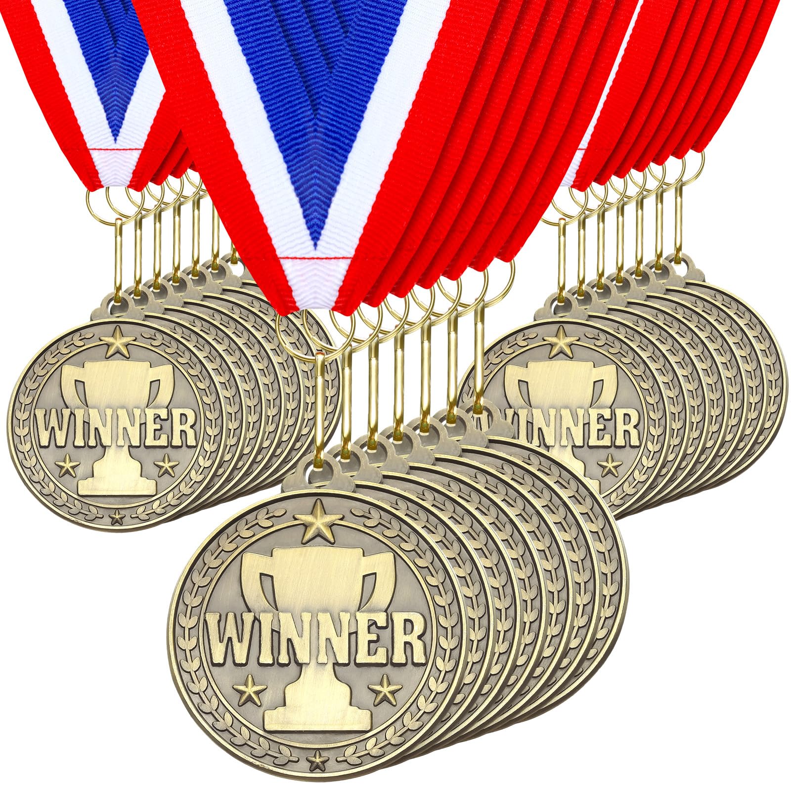 Remuuly 30 Pcs Gold Medals Bulk 2'' Basketball Soccer Baseball Volleyball Football Lacrosse Kickball Cheer Bowling Trophy Medals for Awards for Sports Participation Winner Gift