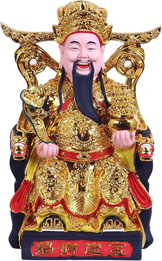 ART PARK CAI Shen Statue Gold, 12 Inches, Feng Shui Decor, Chinese New Year Gift