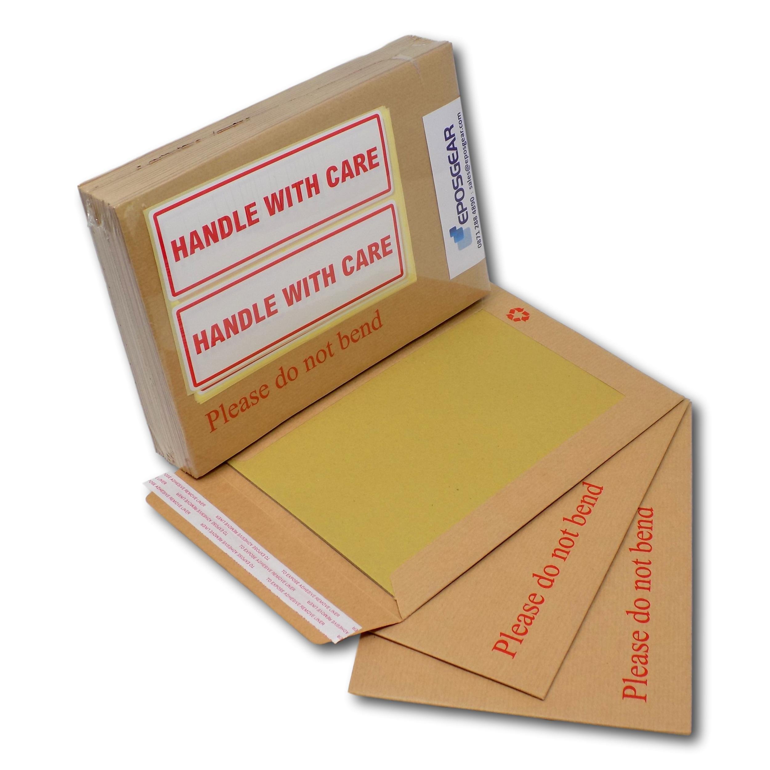 Eposgear Red 20 Board Backed Envelopes - Printed "Please Do Not Bend" - 120Gsm Manilla And 600Micron Hard Back Board With Free Labels (A5 / C5-229Mm X 162Mm)