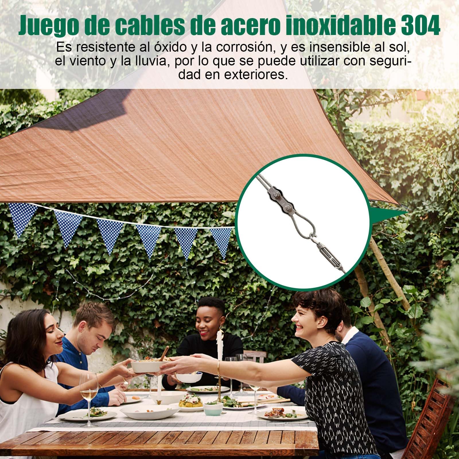 Angooni Lote de 31 cables de acero inoxidable 304, 30 m, 4 mm, tensor de cable de acero inoxidable 304, con ojales, tutores para plantas trepadoras, cuerda para tender ropa, luces, etc