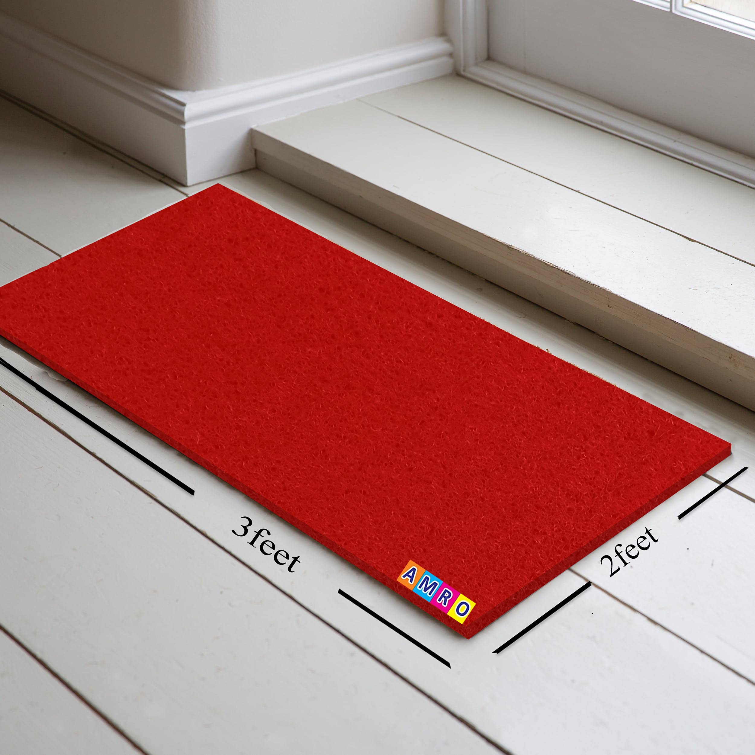 AMRO Large Door Mat for Entrance Anti Skid, Multi-Place Application for Home, Industrial, Commercial Places Usage, PVC Mat 61 X 91cm Bright RED- 12MM Thickness, Heavy Quality - Weight: 1.5 Kgs (B095PLMCV7) Amazon Price History, Amazon Price Tracker