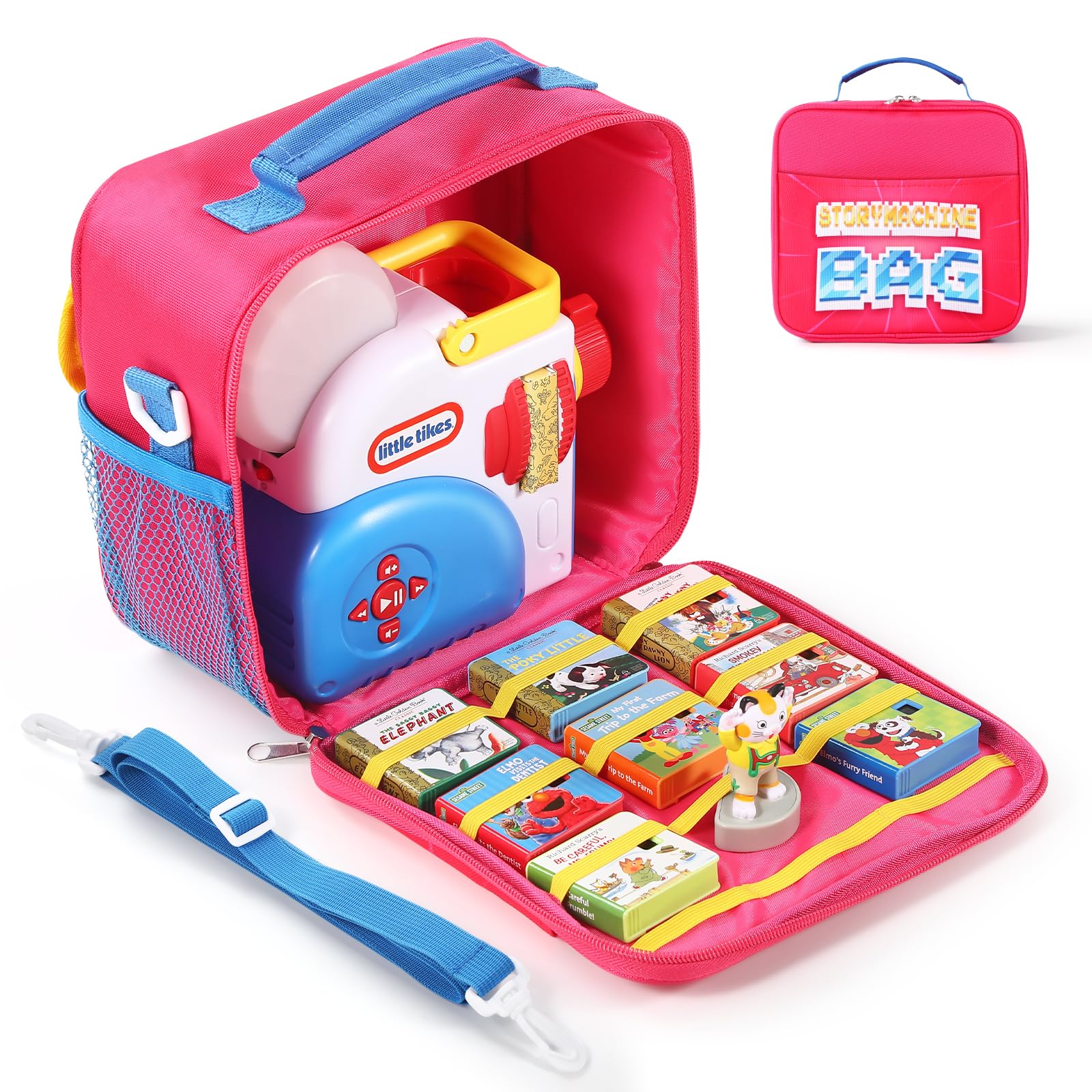 Storage Case for Little Tikes Story Dream Machine Books Starter Set, Toys Storage Holder Travel Case for Many Story Collection, Storytime/Little Golden Book Accessories (Pink)