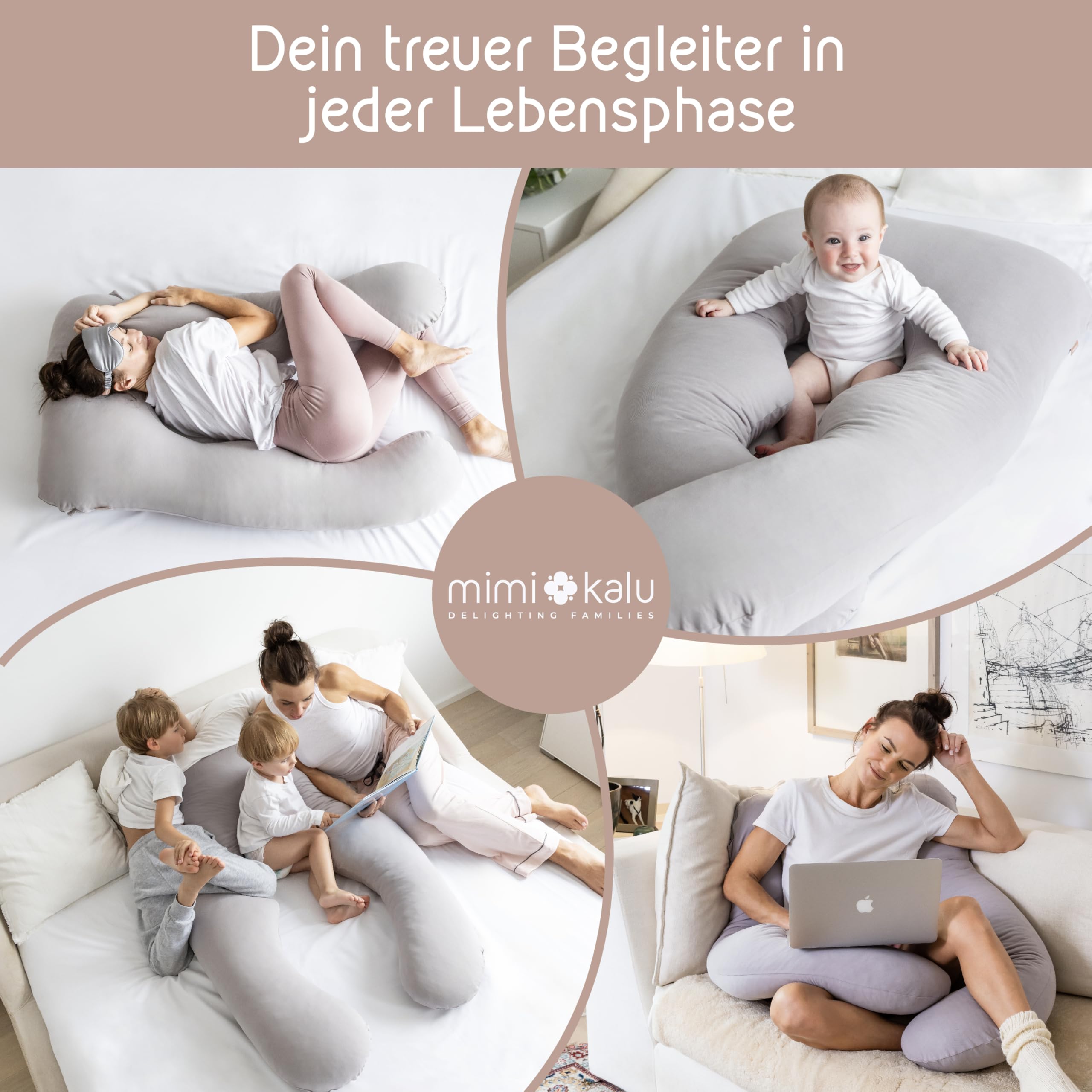 mimi kalu® Seitenschläferkissen mit Memory Foam Füllung Individuell Anpassbar, Inkl. 100% Soft Cotton Bezug & Schlafmaske, Schwangerschaftskissen, Stillkissen, Kuschelkissen für Seitenschläfer