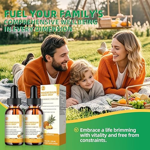 Miniatura 7 de M inch - Gota líquida de glicinato de magnesio, complejo de magnesio líquido de alta absorción con bromelina, vitamina, D3, B6 y zinc, suplemento de