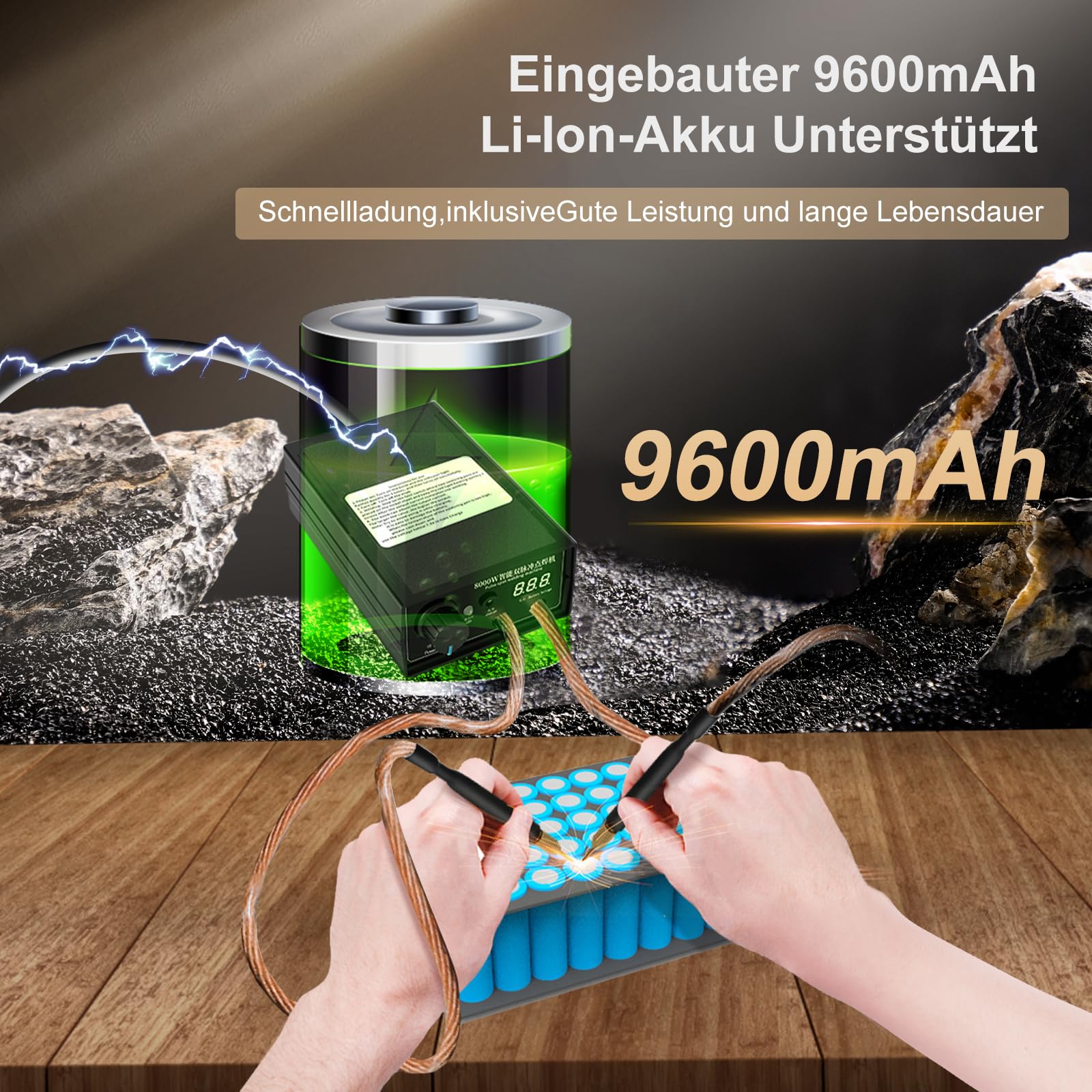 8000W Punktschweißgerät für Akkus, Akku Schweißgerät mit Fußpedal Nickelband und Punktschweißstift, Hochleistungs-Handschweißgerät für 18650 Akku-Pack-Schweißgeräte