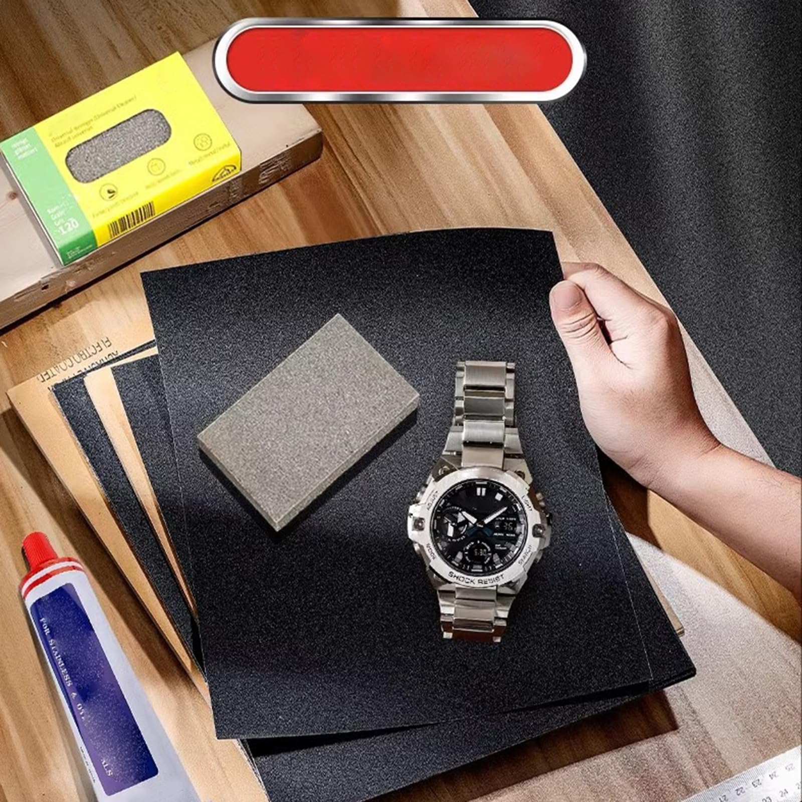 Bloc gomme à grain fin 80 x 50 x 20 mm finition lisse en acier inoxydable pour enlever les rayures et polissage durable pour la maison et l'atelier