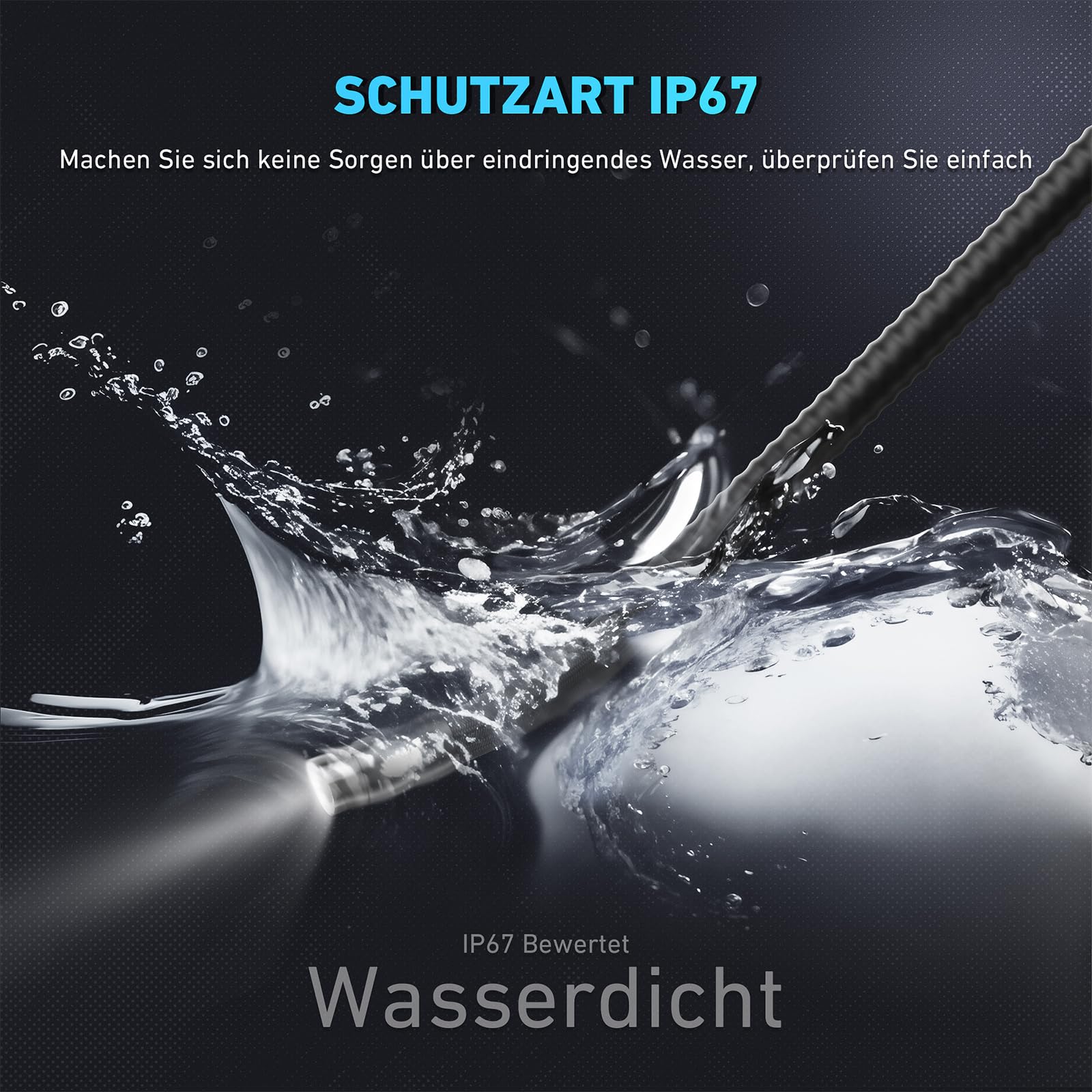 Ralcam Endoskopkamera mit Licht, 6.2mm 210° Bi-Direktionale Inspektionskamera, 4.3“ 1280x720P Rohrkamera, IP67 Wasserdicht 1M Halbsteifes Kanalisationskamera Teleskopkamera Auto Montierte Werkzeuge
