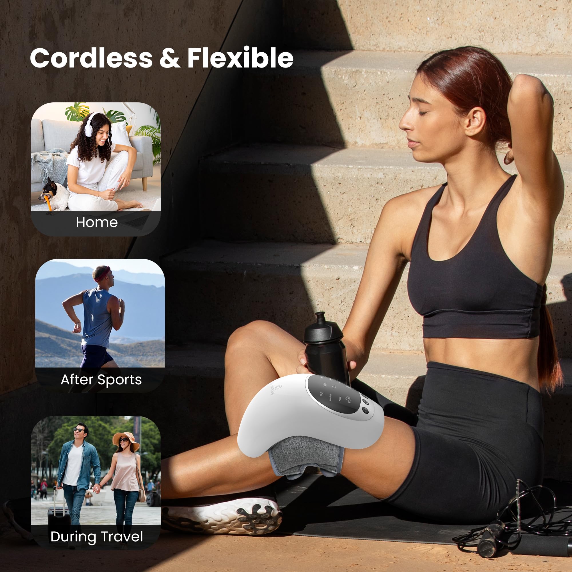 COMFIER Masajeador de Rodilla Inalámbrico con Calor, Masaje Rodilleras por Vibración, Rodillera Calentable con Pantalla LED Grande, Correas Ajustables, Regalo para Hombres y Mujeres