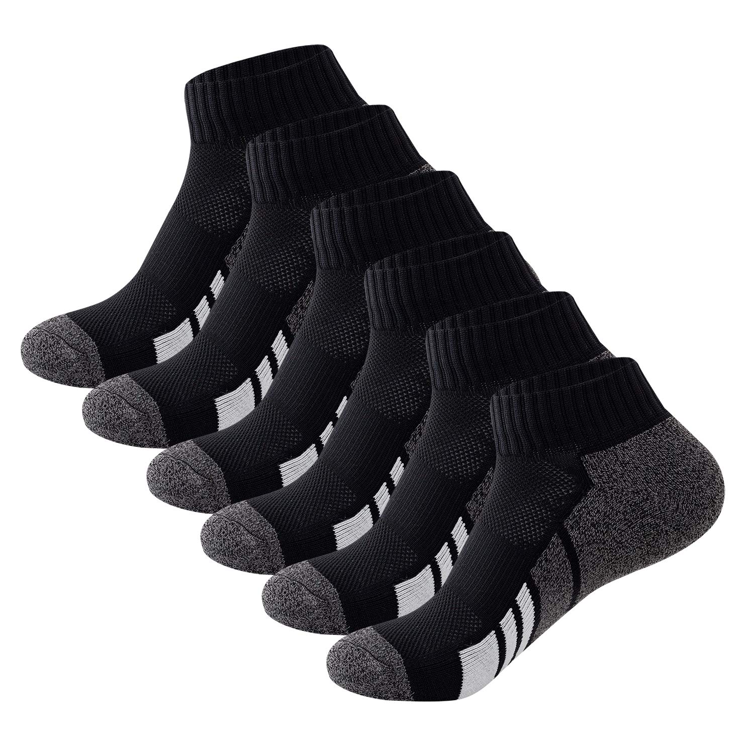 Sock Amazing Mens Black Ankle Running Socks Athletic No Slip No Show Socks Cushioned Low Cut Sock for Fitness Climbing Cycling Jogging Workout 6 Pairs Size 10-13