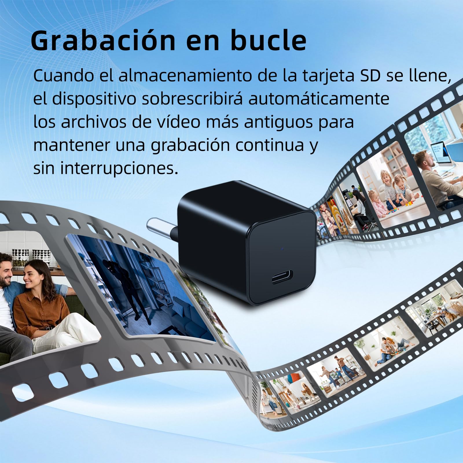 Cámara espía oculta, mini cámara, cámara niñera en alta definición 1080P,con función de detección de movimiento,apta para la vigilancia de seguridad en interiores,oficinas y otros lugares,sin Wi-Fi.