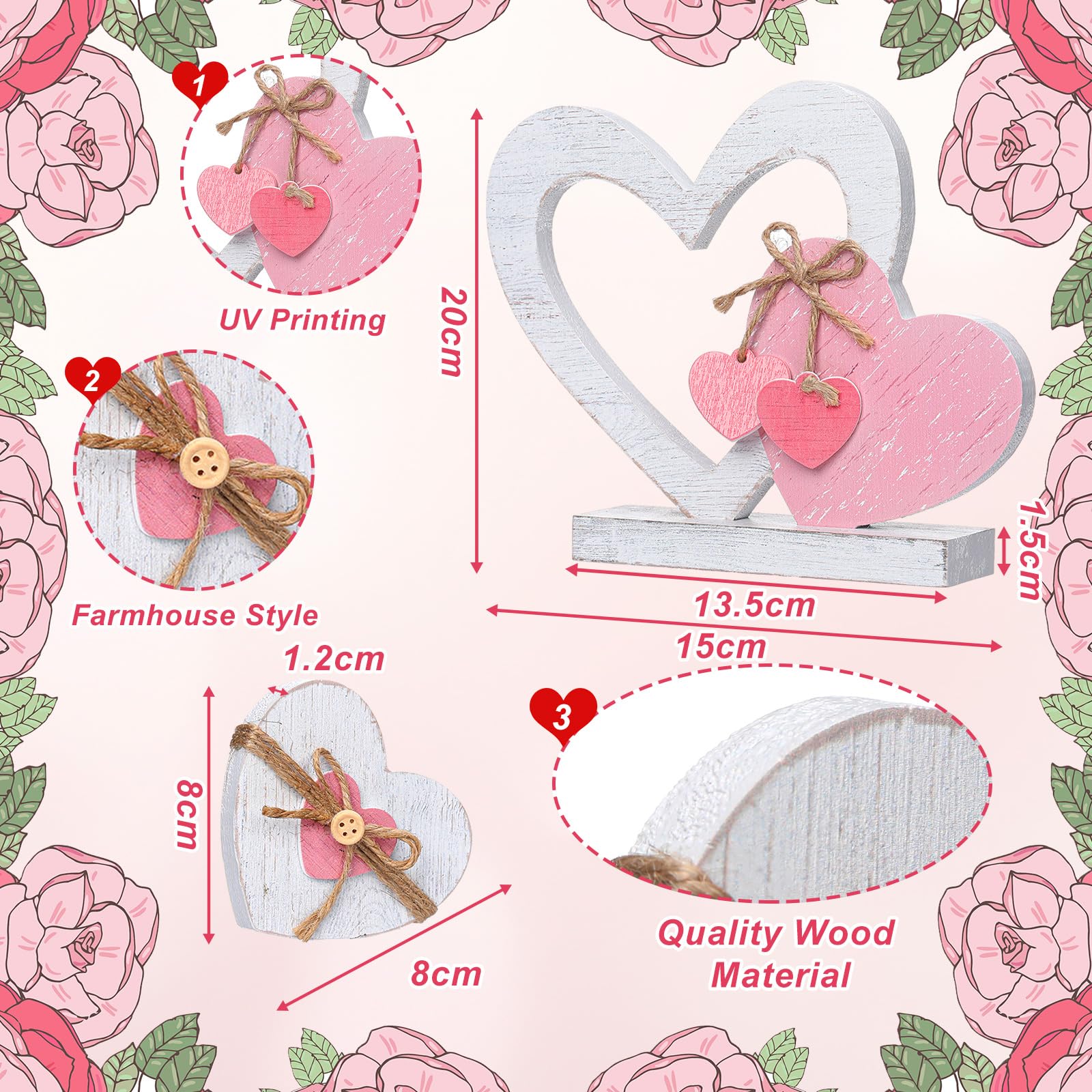 ❤︎sale❤︎デコパージュ ꔛ‬ꕤ アクセサリートレー ♡ ウエルカムプレート Amazon.com: Amyhill 2 Pcs Vintage Rustic Wood Heart Decor White