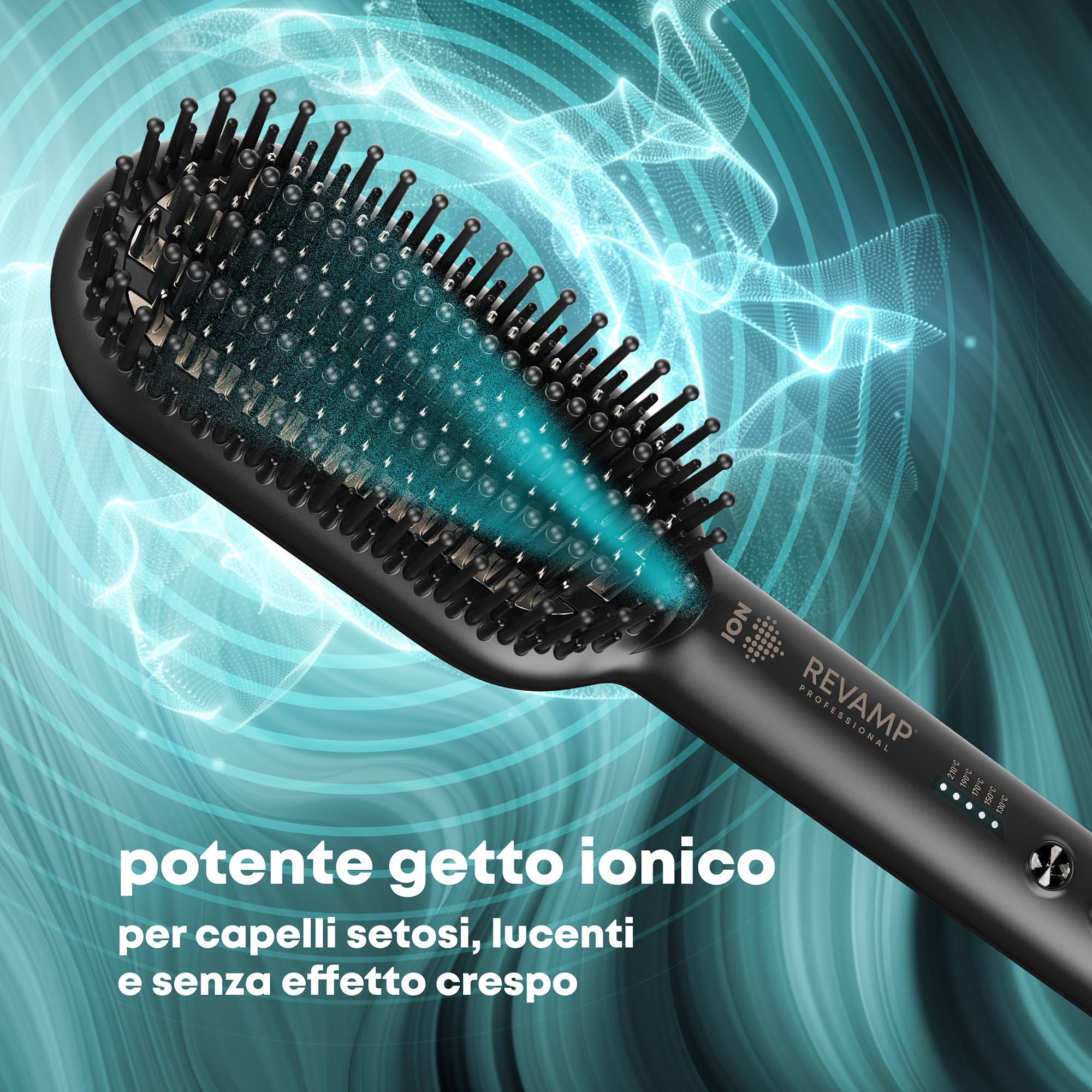 REVAMP Progloss Deepform Spazzola Lisciante Ceramica - Riscaldata | Oli Liscianti, Capelli Lucenti, Getto di Ioni, Stiratura Rapida, Professionale, Elettrica