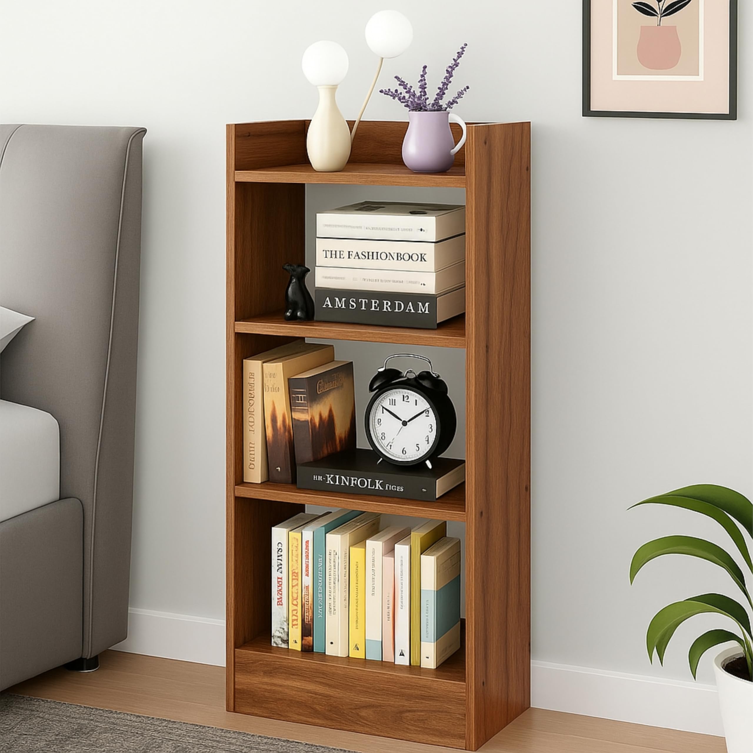 Enigmatic Woodworks Wooden Book Shelf for Home Library Book Stand Rack for Kids Self Organizer Storage for Living & Study Room (Walnut, 4 Tier)-image-48